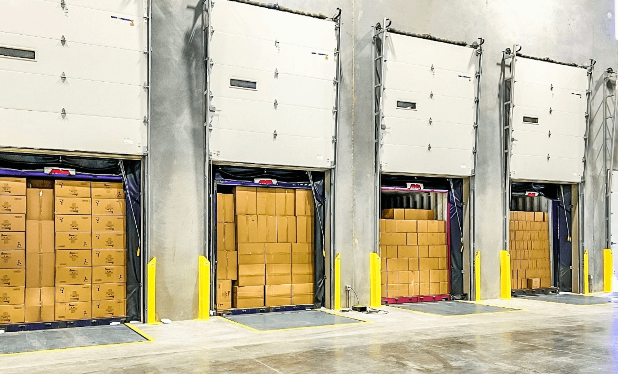 Warehouse docks full of trucks
